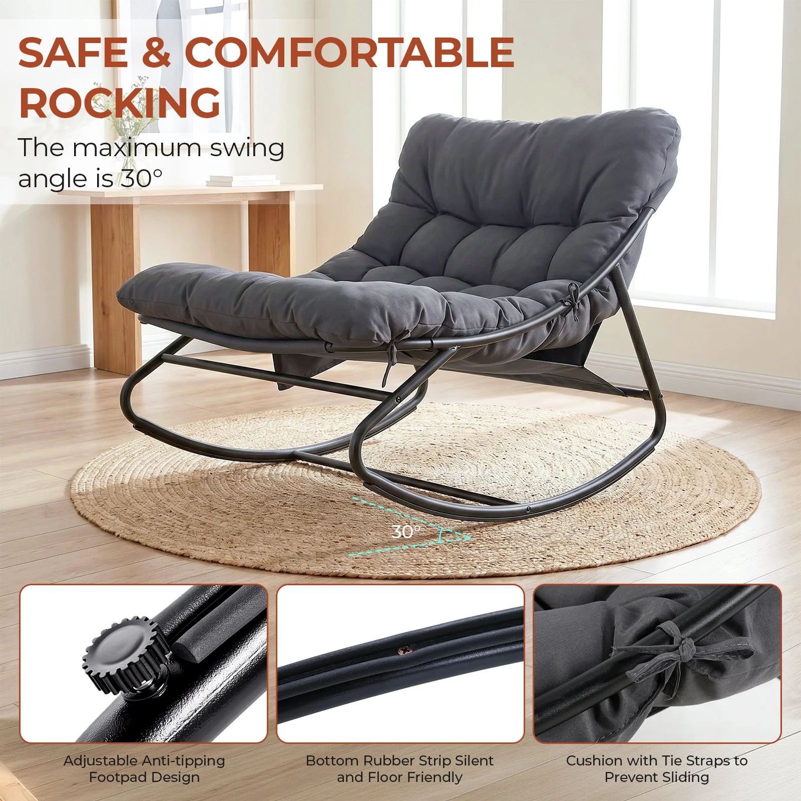 Outdoor Furniture No Cushions - Oversized Egg Rocking Chair for Indoor/Outdoor