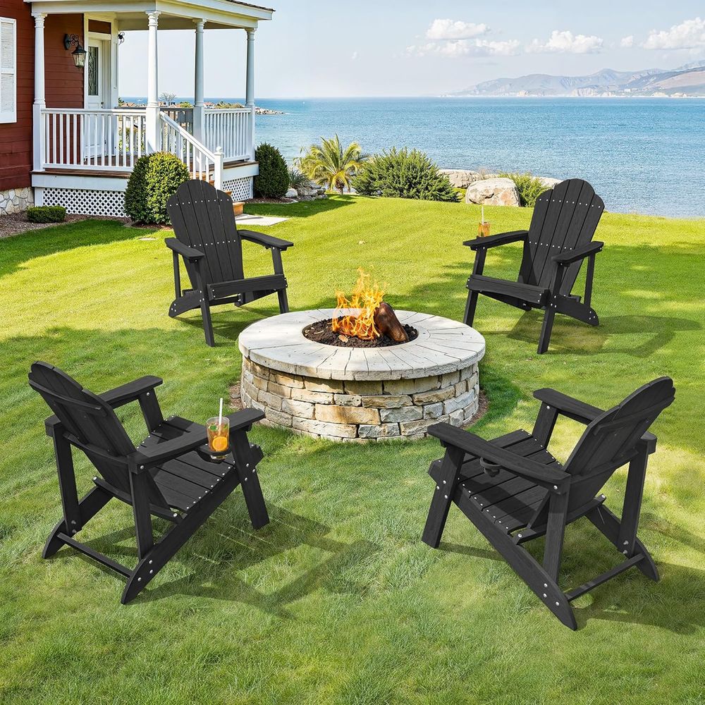 Outdoor Furniture Ofo - Adirondack Chairs Set o 4 -