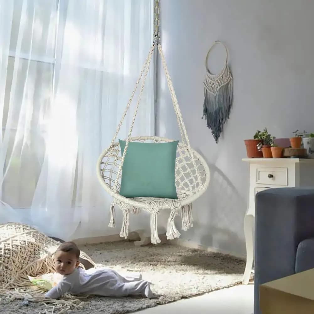 Outdoor Furniture No Cushions - Bohemian Macrame Double Hanging Chair 2‑Person