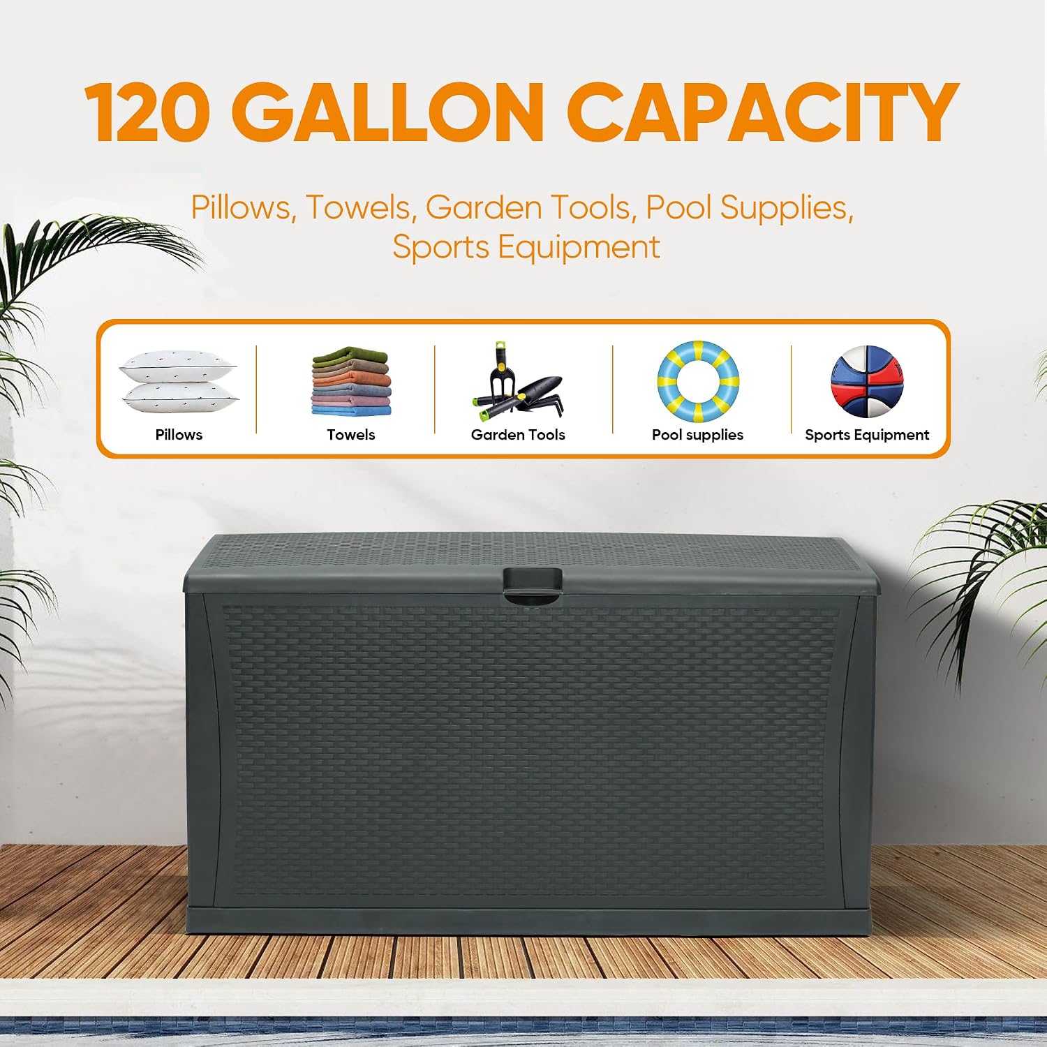 100 Gallon Resin Deck Box Wate - đánh giá và giá Outdoor Furniture Ofo