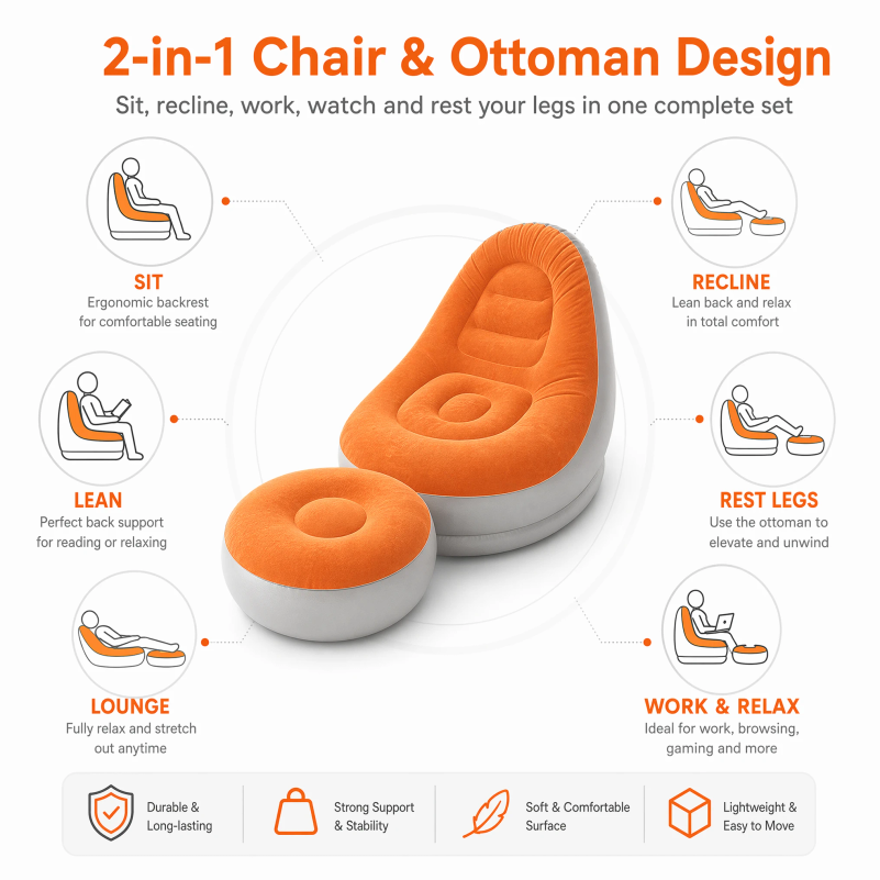 Flocking Inflatable Lazy Sofa  - đánh giá và giá Outdoor Furniture Europe