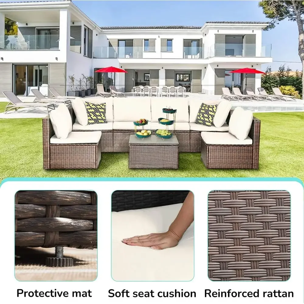 7-Piece Outdoor Wicker Section - đánh giá và giá Outdoor Furniture Ofo