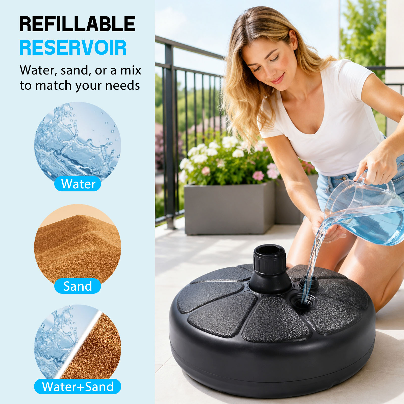 26lbs Fillable Water Sand Umbr - đánh giá và giá Outdoor Furniture Sunbrella