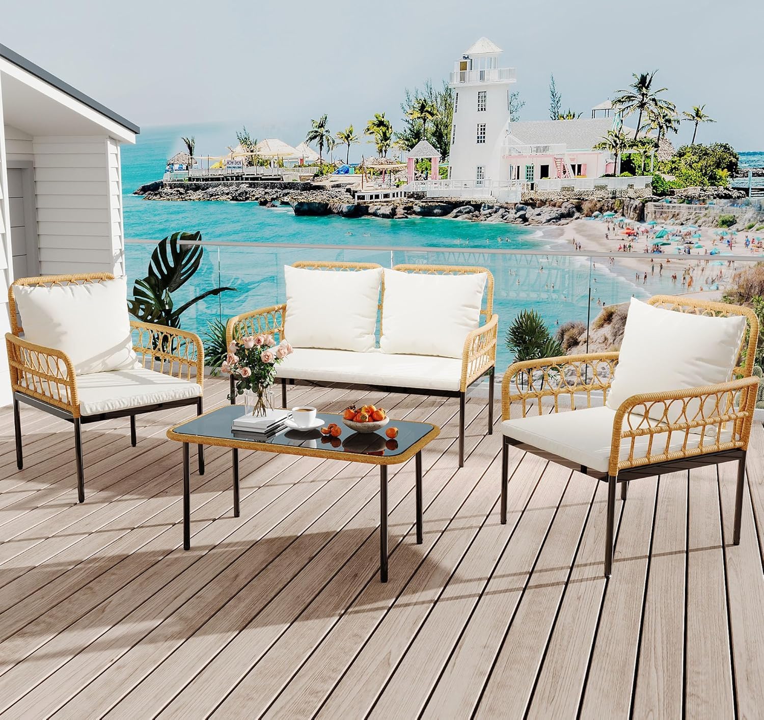 o*-4 Pieces Patio Furniture Se - đánh giá và giá Outdoor Furniture Ofo