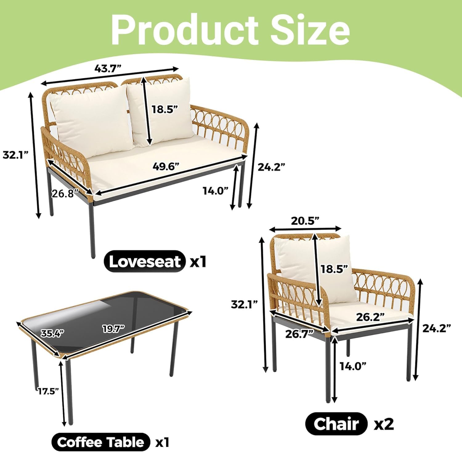 o*-4 Pieces Patio Furniture Se - đánh giá và giá Outdoor Furniture Ofo
