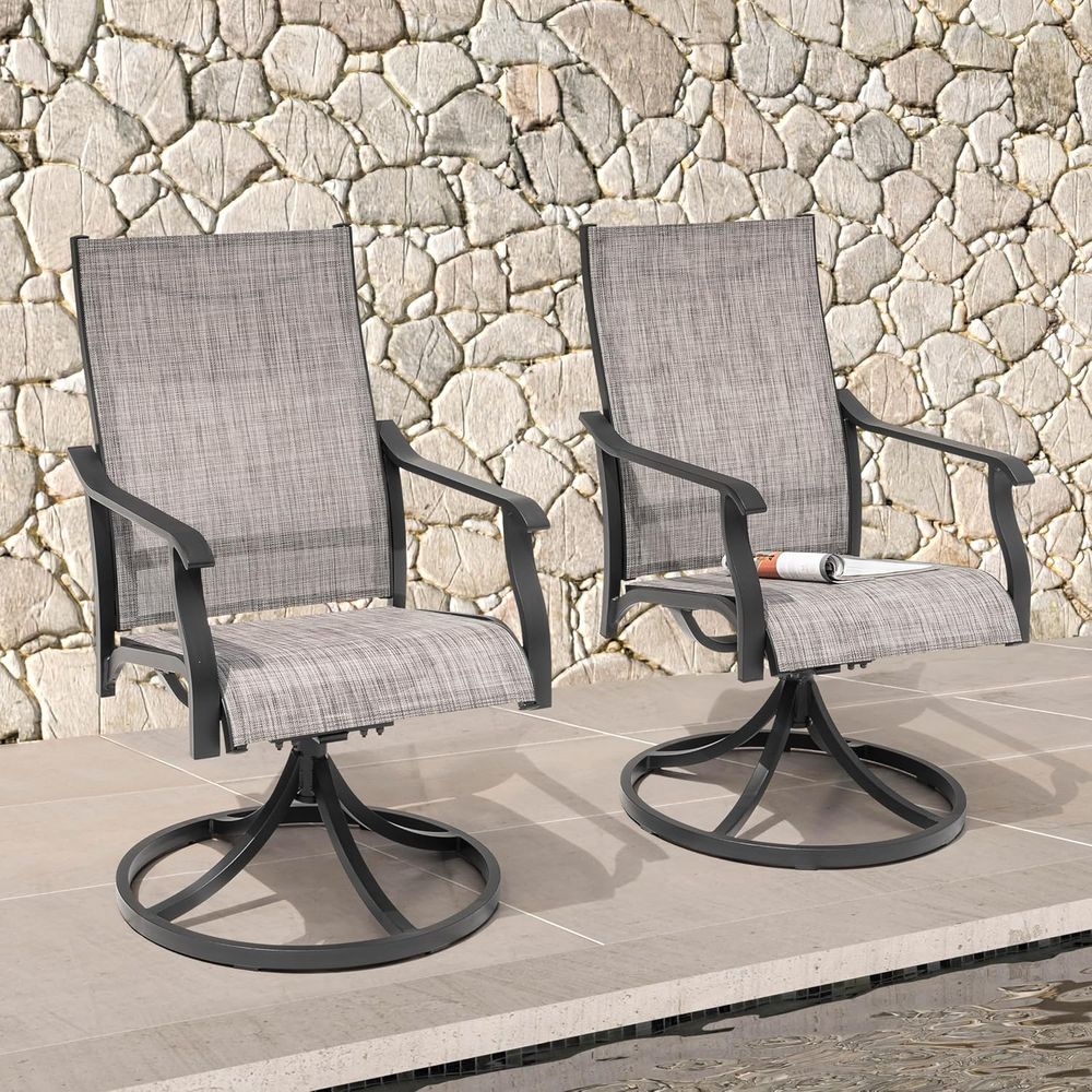 Swivel Patio Chair Set o 2, Al - đánh giá và giá Outdoor Furniture Ofo