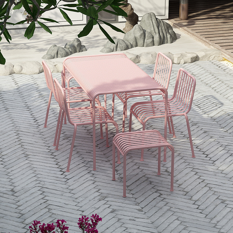 Pink Wrought Iron Garden Table - đánh giá và giá Outdoor Furniture Ofo