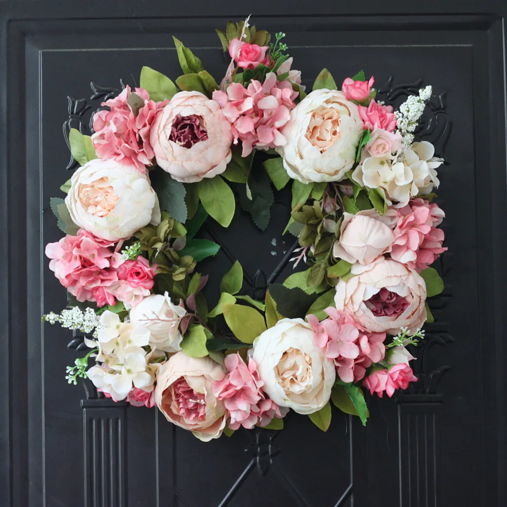 Artificial Peony Wreath Garlan - đánh giá và giá Outdoor Furniture Rh